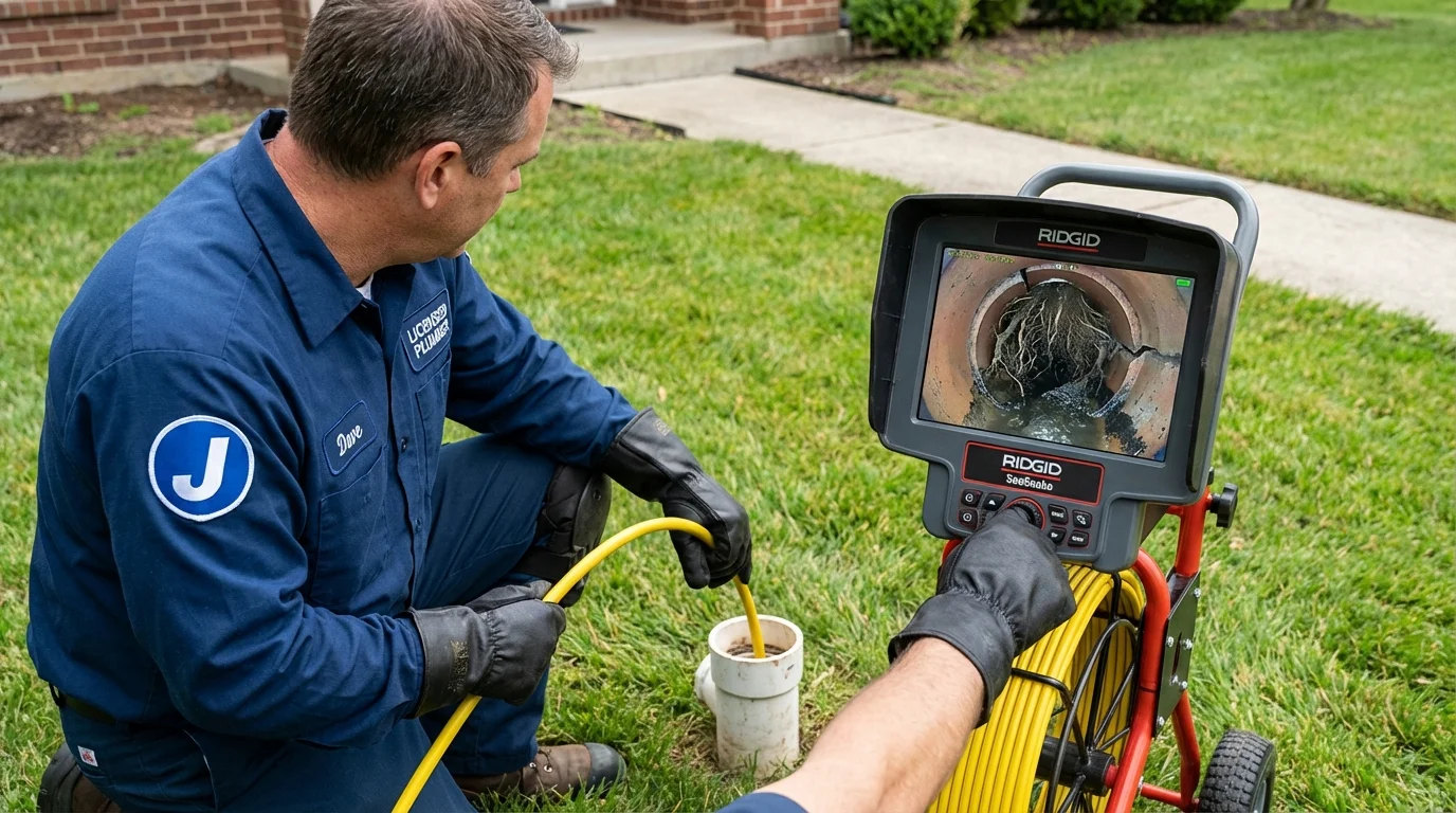 Sewer camera inspection being performed by Johns Plumbing LLC in Oakton